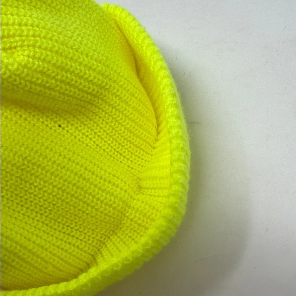 Kids Neon Yellow Knit Beanie - Lightweight Winter Hat